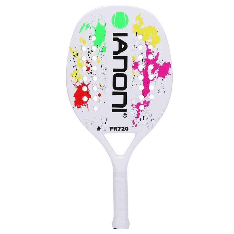 IANONI Beach Tennis Racket Carbon Paddle Fiber Grit Face with EVA Memory Foam Core Beach Tennis Raquet (White) - Image 1